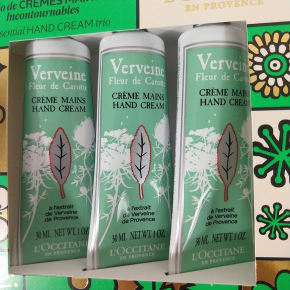 L'Occitane LIMITED EDITION Verbena Carrot Flower Hand Cream Trio set X 3 NIB - Picture 4 of 7